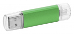 Plastikowo-metalowy pendrive o uniwersalnym wyglądzie OTG - zielony